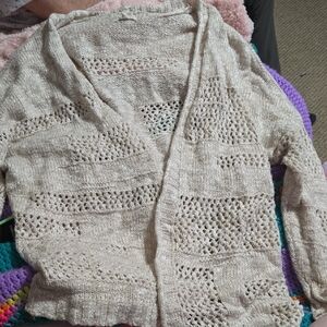 Maurices Beige Open-Knit Cardigan